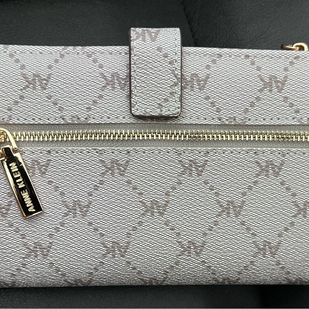 Anne Klein Gray Cosmetic Bag with Gold Accents - Picture 2 of 3